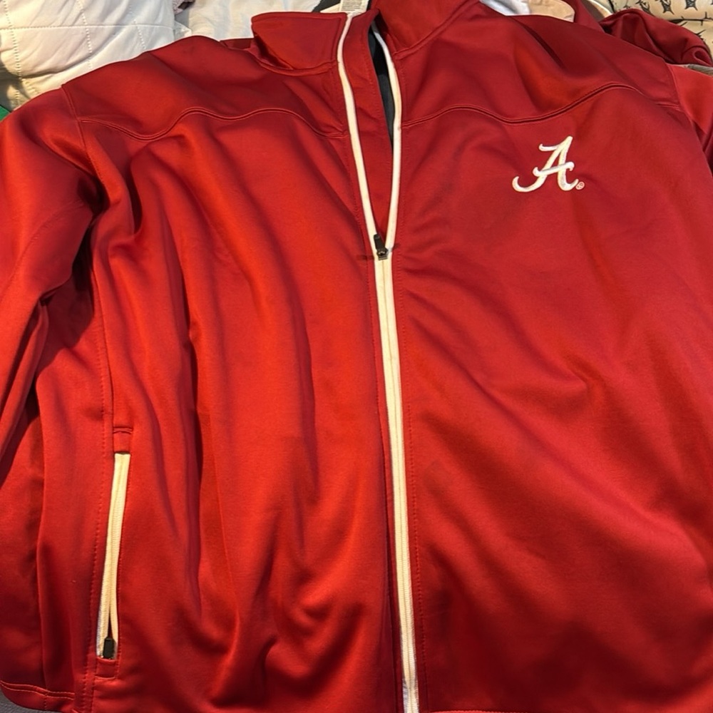 Red Zip-Up Jacket with Logo